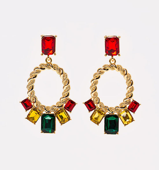 ARETES CON PIEDRAS DE COLORES - 1