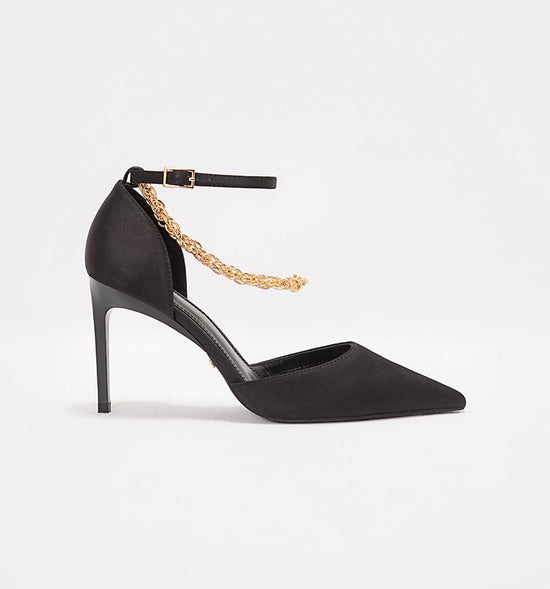 STILETTO EN SATTEN CON CADENA AL TOBILLO - 1