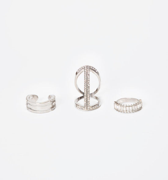 SET DE ANILLOS X3 PIEDRAS BRILLANTES