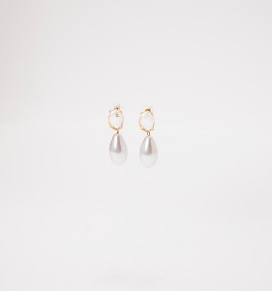 ARETES CRISTAL Y LAGRIMA PERLA