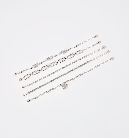 SET X 5 PULSERAS CADENAS Y MARIPOSAS