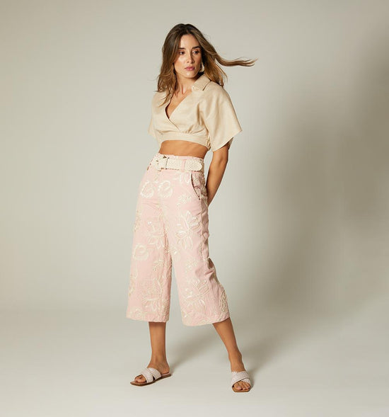 JEAN CULOTTE, TIRO ALTO EN JACQUARD, CON