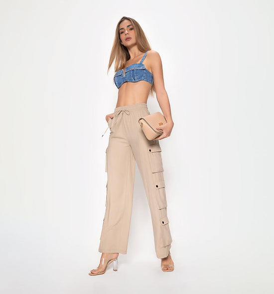 PANTALON CARGO PRETINA RESORTADA