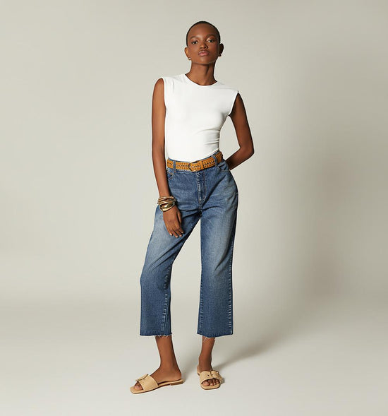 JEAN SKINNY CROPPED TIRO ALTO CON CORREA