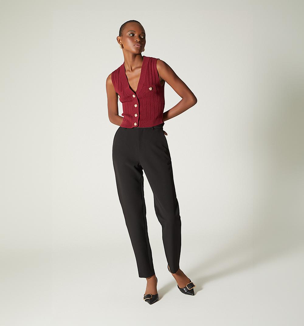 PANTALON CON PRETINA EN SATIN - 1