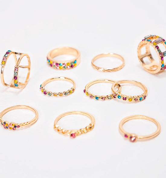 ANILLOS SET CRISTALES COLORES