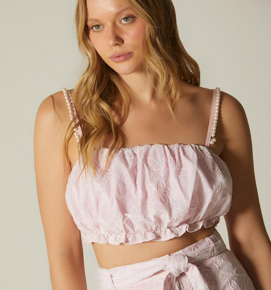 BLUSA CROP DE TIRAS CON INSUMO
