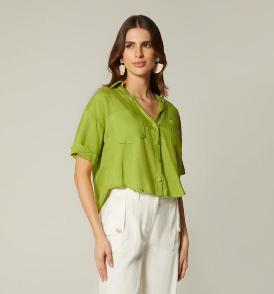 BLUSA MANGA CORTA Y BOLSILLOS