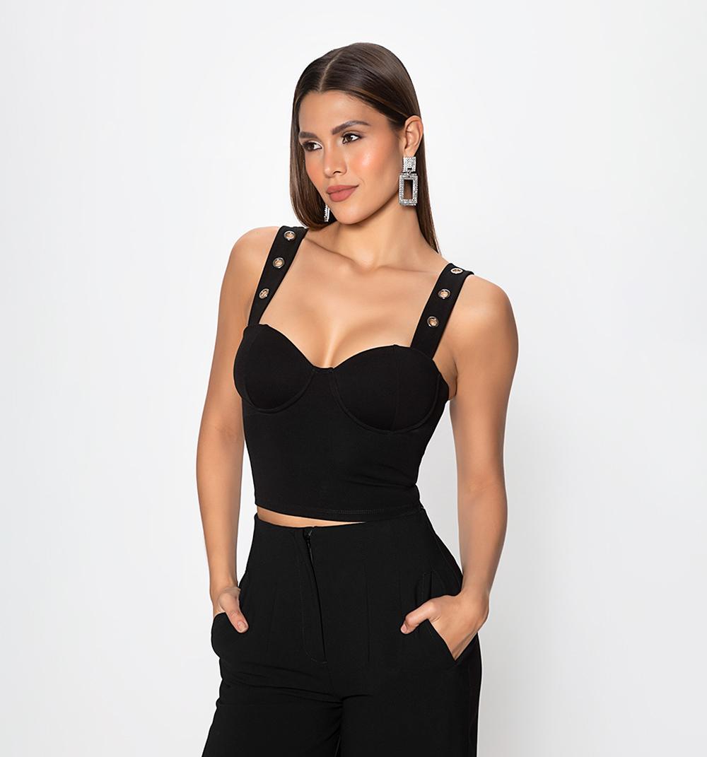 BLUSA TIPO CROP TOP CON  ESTILO CORSELAP - 2