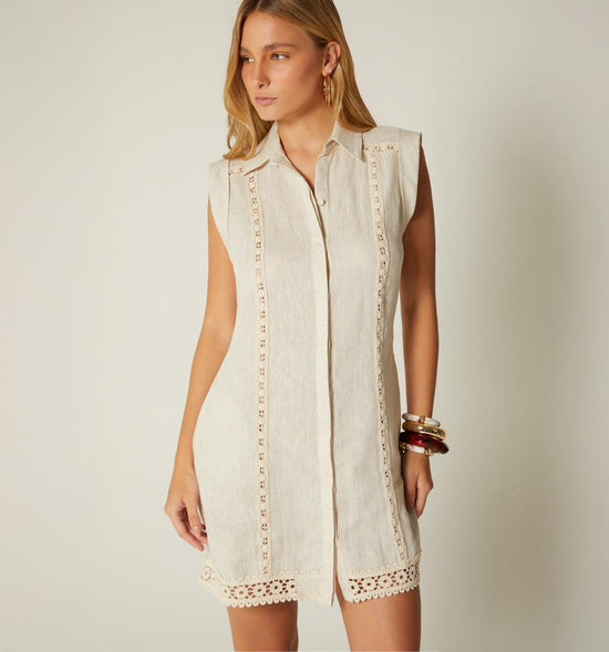 VESTIDO CORTO CAMISERO CON ENCAJES