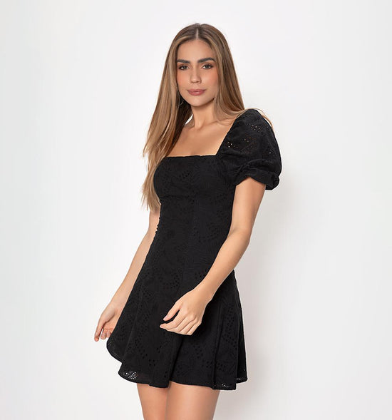 VESTIDO CORTO HOJAROTA NEGRA