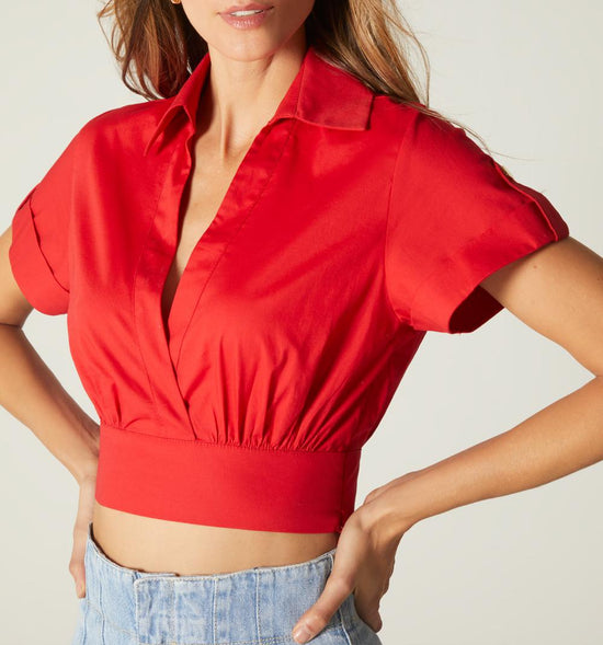 BLUSA CROP MANGA CORTA CON GUARDAPOLVO Y - 2