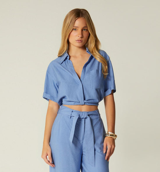 BLUSA MANGA CORTA CON ENTORCHE