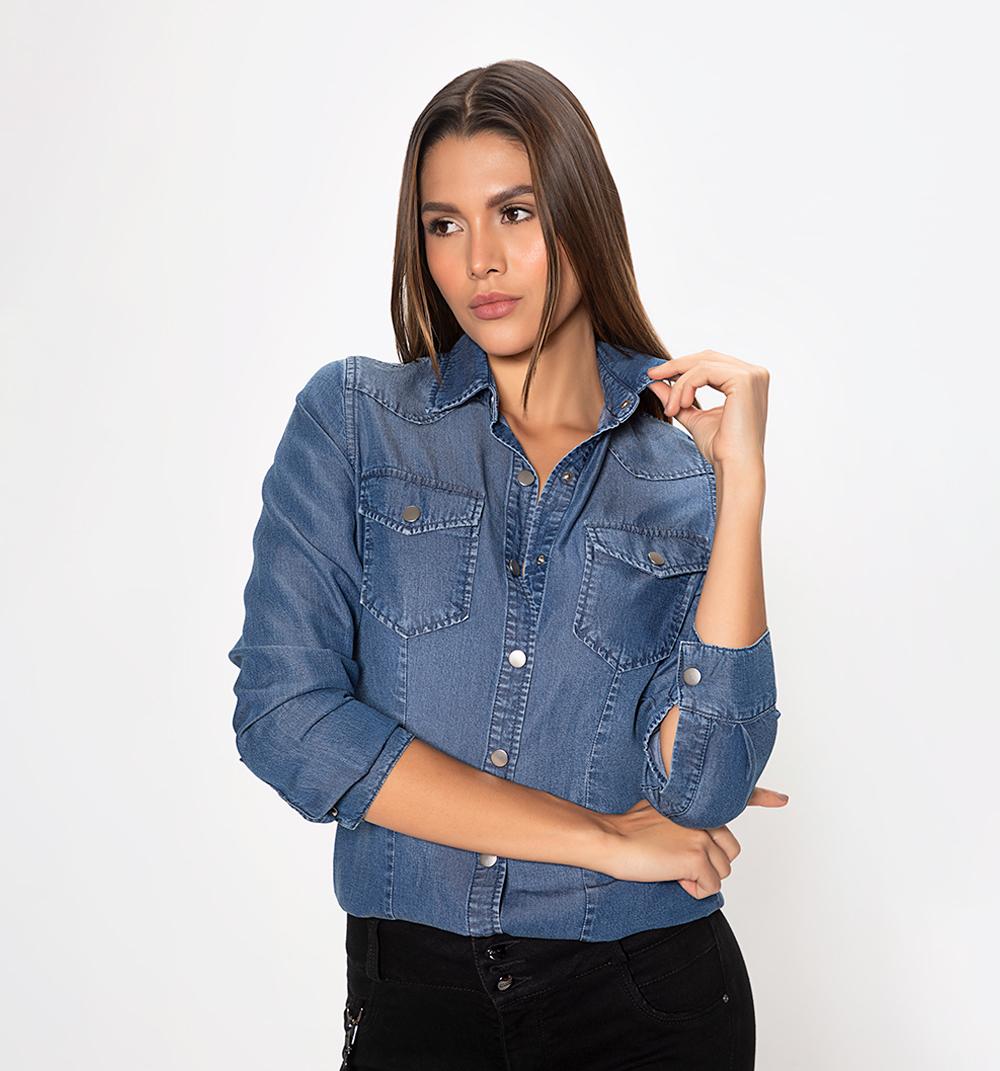 BLUSA CAMISERA MANGA LARGA DE BROCHES - 2