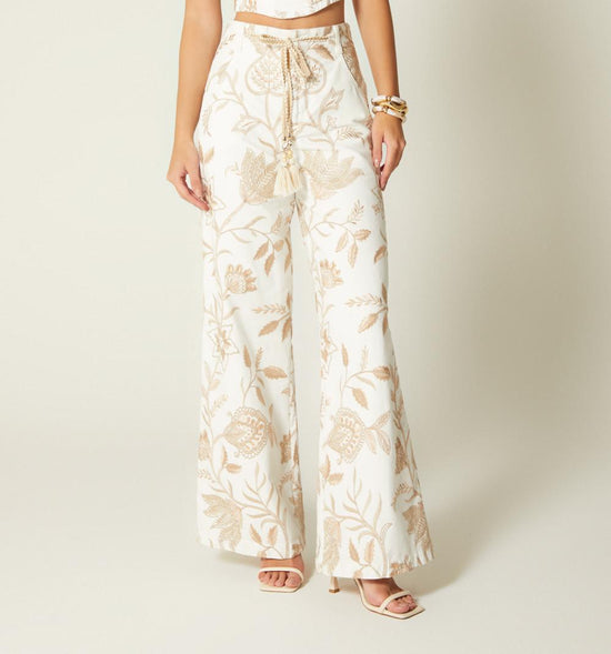 JEAN PALAZO EN JACQUARD CON CORDON