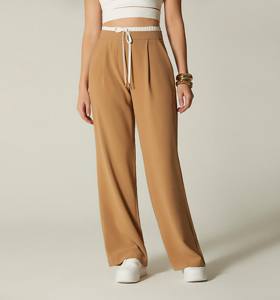 PANTALON PALAZO DOBLE PRETINA COMBINADA