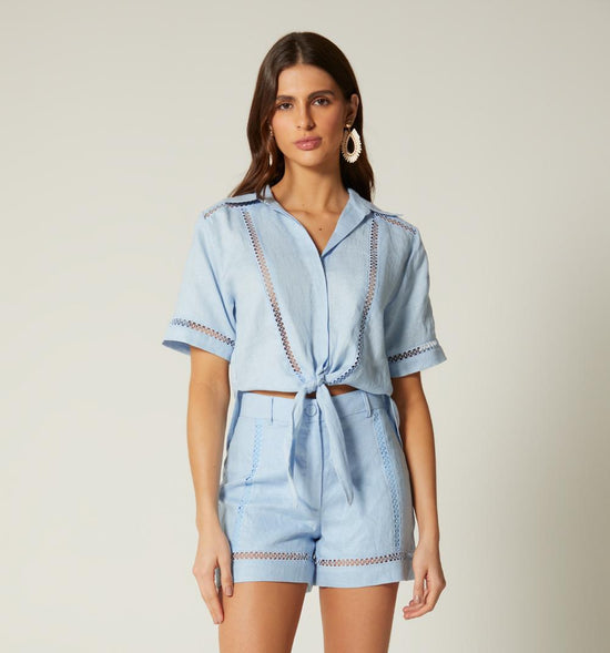 BLUSA MANGA CORTA DE AMARRE