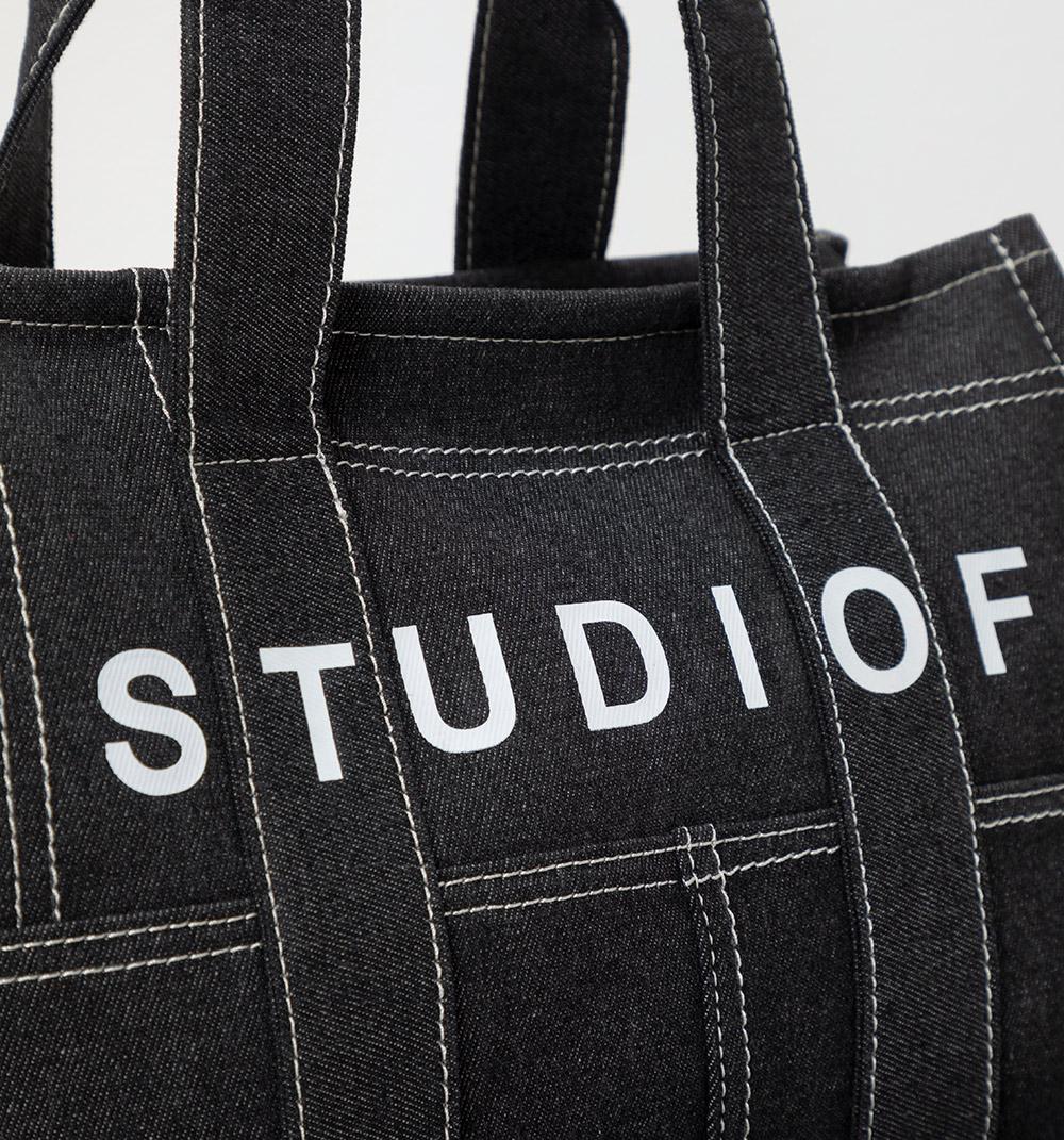 BOLSO DE MANO EN DENIM NEGRO CON  LOGO S - 3